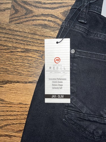 Artful Rebel Luxury Designer Denim Jax Slim Fit Black Jeans Size 32x29.5 New - Picture 10 of 12