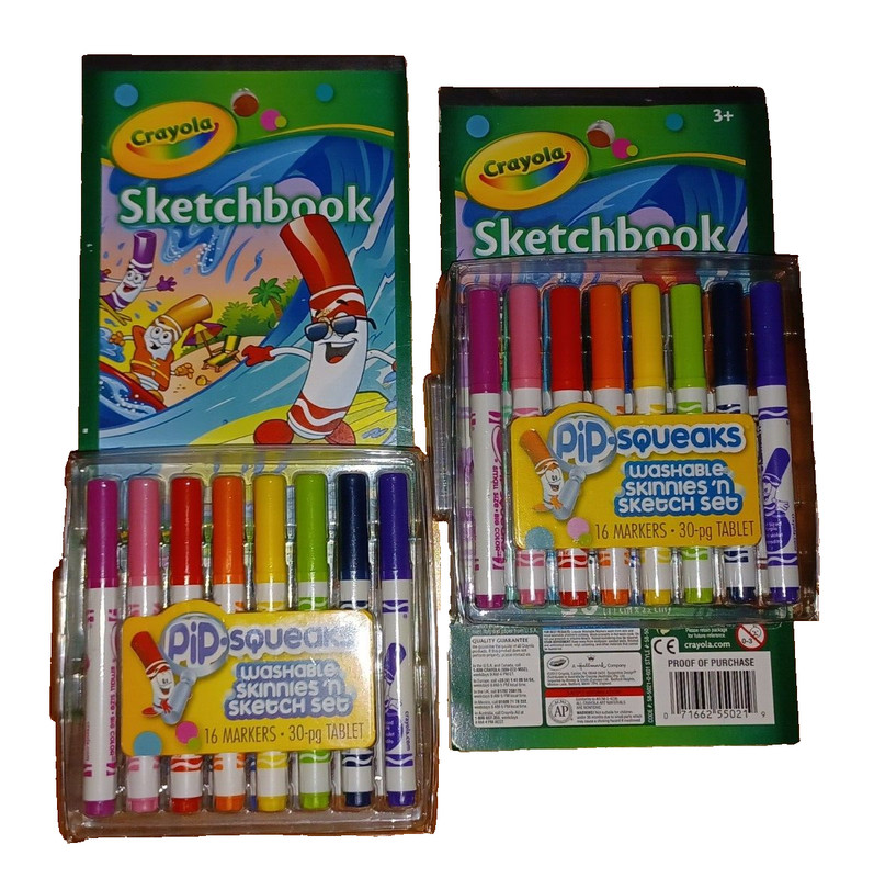 🖍 NEW Crayola Sketchbook & Pip Squeaks Washable Markers Lot 2 Sketch Book