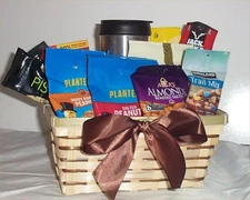 Gift Basket Nuts Jerky Mens Travel Mug Cookies Candy Almonds pistachios Holiday 