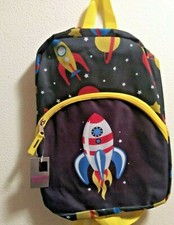 Kids 15 x 10.5 Backpack Space Ship themed Multi-colored Padded straps