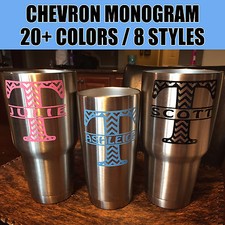 3 inch Chevron Monogram Name Circle Decal Sticker Tumbler Rambler Gift Idea