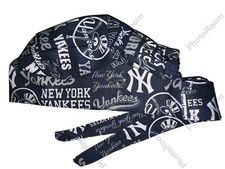 New York Yankees Team Scrub Cap Lab Tech Dr Nurse Vet School Navy Hand Made NWT