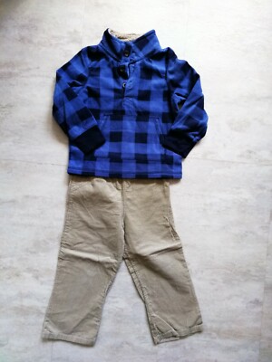 Carter's 2teiliges Set Hose beige + Pullover blau kariert ca.Größe 98 3t
