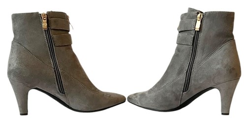 IDIFU Women's Gray Suede Buckle Strap Accent Zip Up Ankle Booties Sz 7.5 - Picture 12 of 16