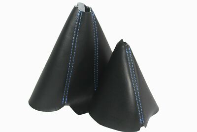 Black w/Blue Stitch Vinyl Manual & E-Brake Boot SET For 90-96