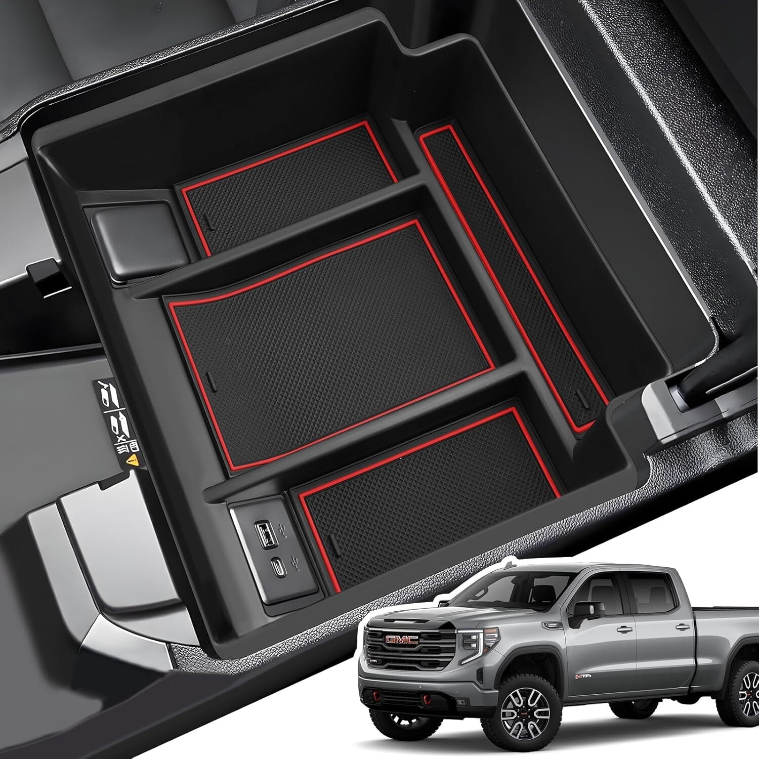 Center Console Organizer For 2023-25 Silverado / Sierra 1500 Armrest Accessories