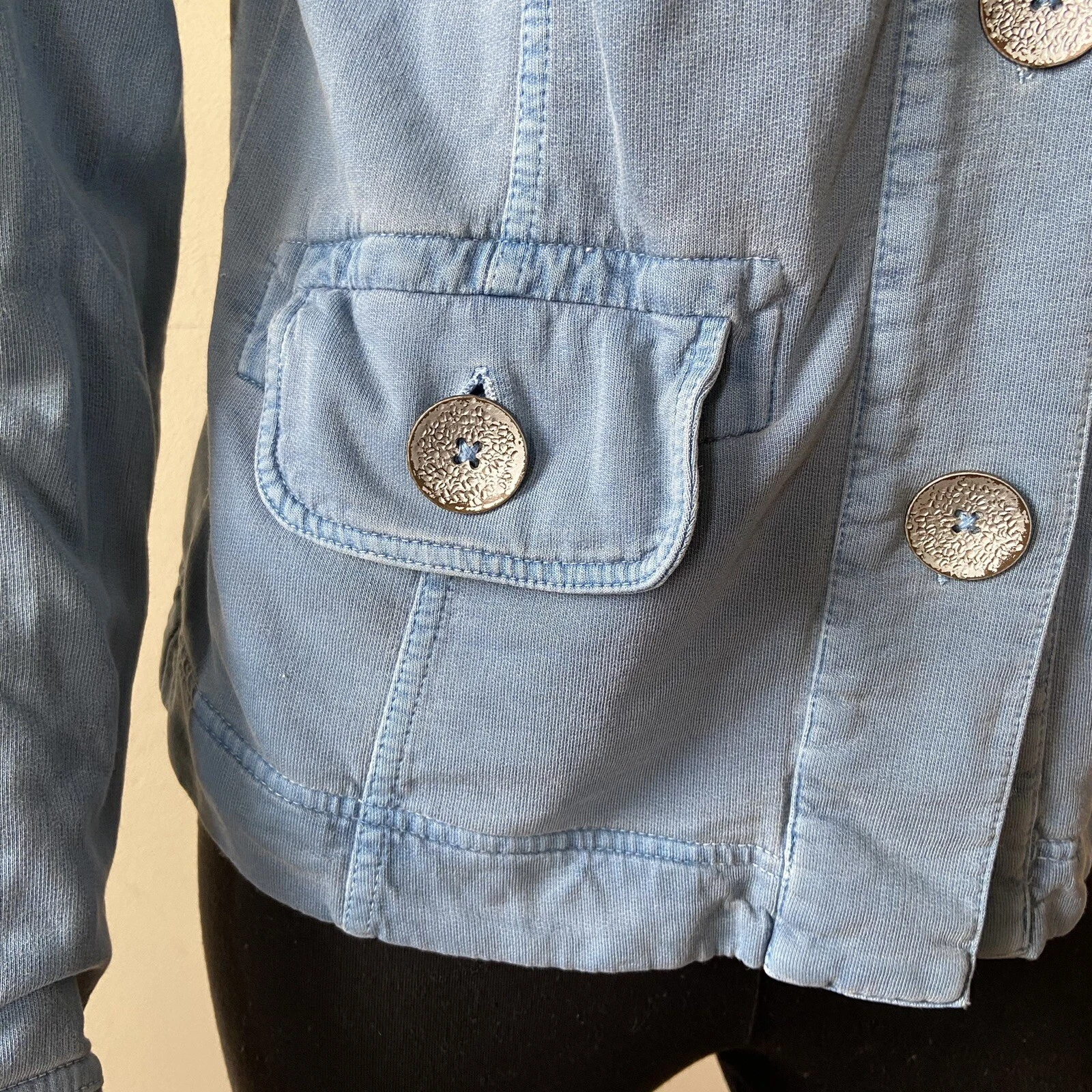 prana janelle hoodie french terry button front rib cuff jacket