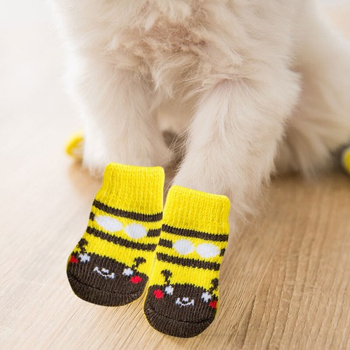 4 Piezas Cachorro Perro Calcetines Antideslizantes Tejido Perro Calcetines Zapatos Para K - Imagen 5 de 11