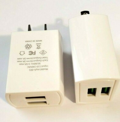 2X Wall Power 5v Adapter Dual Port Fast Charger for Samsung iPhone iPad MYH-001