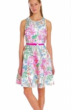 Mid Weight Ivory Scuba Mesh size 14W Gabby Skye Floral Church Brunch Party Dress