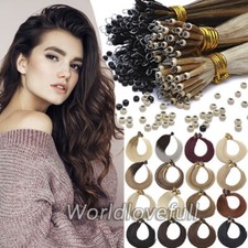 Nano Ring Real Human Hair Extensions Nano Tip Micro Beads Link Remy Hair 14-24in