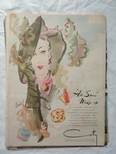 VTG 1944 Original Magazine Ad Coty Cosmetic Make Up Air Spun Beauty in the Air