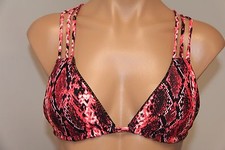 New VOLCOM Swimsuit Bikini Bra top Size M Electric Coral Reversible Slide Bra