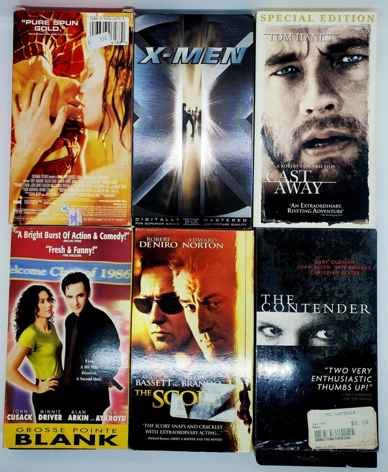 Vintage LOT of 6 VHS Cast Away The Score X-Men Spider-Man Grosse Pointe Blank 📽 - Image 3 of 4