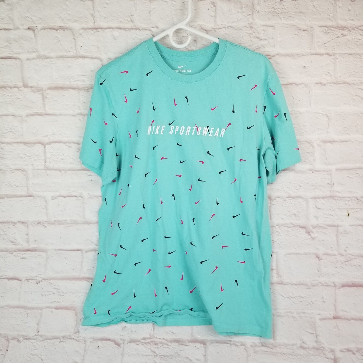 The Nike Tee Sports Wear All Aver Print Swoosh Aqua Teal Short - Main Image
