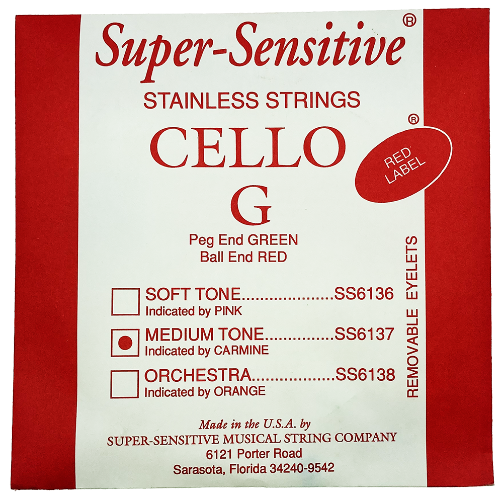Super-Sensitive SS6137 Red Label Cello G String 4/4 Scale - Priced to Clear