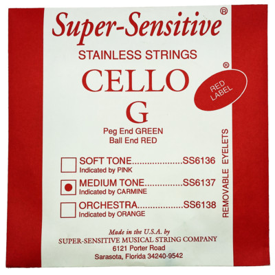 Super-Sensitive SS6137 Red Label Cello G-Saite 4/4 Scale - Priced to Clear