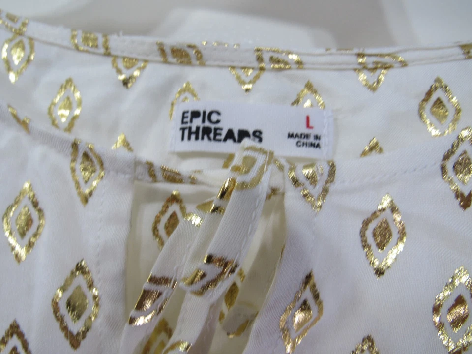 Big Girls Epic Threads Top Size L Ivory Gold Long Sleeve - Image 2 of 4