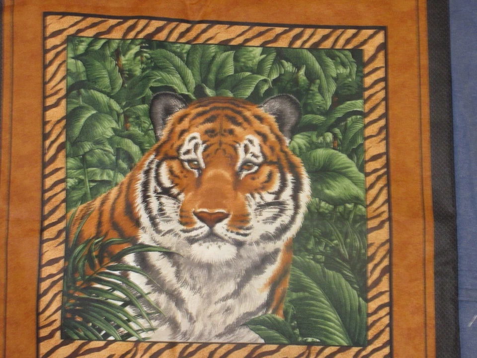 35 inch Cranston Print Works VIP Fabric - 4 TIGER SQUARES Orange/Black PILLOWS - Image 3 of 3