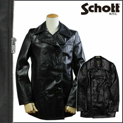 schott leather pea coat