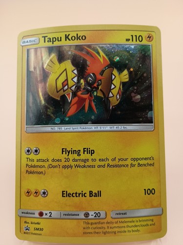 2018 Pokemon Tapu Koko Sun & Moon Black Star Promo Holo SM30