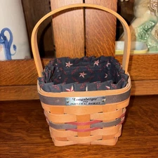 LONGABERGER 1993 Inaugural Basket With Patriotic Starburst Fabric Liner