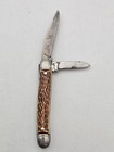 Vtg Colonial USA 2 Blade Pocket Knife Faux Stag Jigged Bone Serpentine Jack Old — photo 2