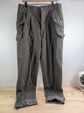 VINTAGE 1972 Swedish Army Wool Field Trousers - Gray - C52 Crown Buttons 32x31