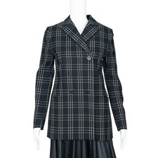 CHRISTIAN DIOR Black White Cotton Plaid Blazer Size 4