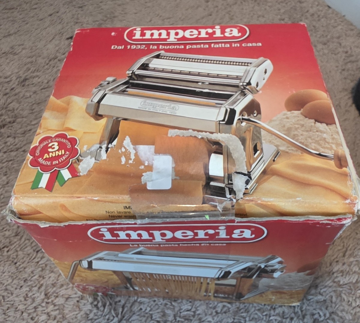 Imperia dal 1932 CHROME Noodle PASTA MAKER Machine Wood Handle