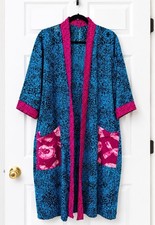 Tribal Handmade African Batik Women s XL Cotton Kimono with Pockets