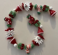 New 15 Piece Strand Santa Claus, Christmas Stockings & Presents LampWork Beads