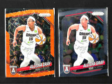 ALLISHA GRAY 2 Card Lot 2025 Panini Prizm WNBA #16 Orange Velocity Prizm / Base