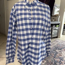 Brooks Brothers Medium  Regent Fit Plaid Button-Down Dress Shirt Supima Blue