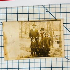 RPPC Vintage Sepia Family Portrait Postcard Early 1900s Antique Photo