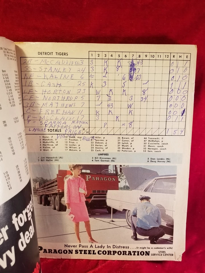 1968 WORLD SERIES Game 4 DENNY MCLAIN DBL SIGNED Program Detroit Tigers Cardinal - Image 3 of 4