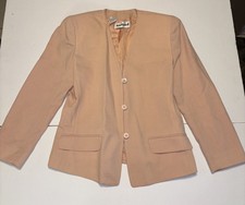 Vintage Anne Klein II Women  s Pink Peach Fitted Blazer Jacket Wool Size 8