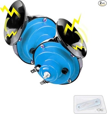 300DB Super Loud 12V Waterproof Electric Snail Horns, 2-Piece Repl Color: Blue