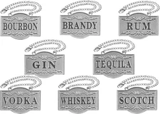 Decanter Tags - Liquor Tags (Set of 8, Gorgeous Silver) Liquor Decanter Label:Gi