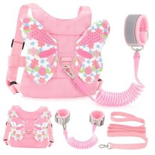 Toddler Leash Anti Lost Wrist Link, Butterfly Kids Safety Harness with 49 PINK