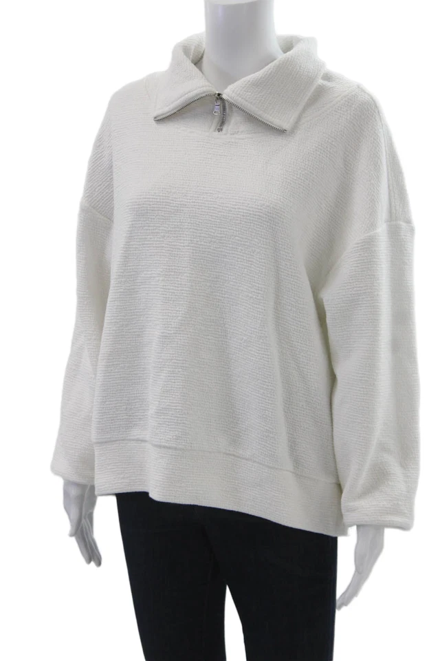 Pulôver feminino Calia moletom gola branca zíper manga longa tamanho M - Imagem 2 de 4