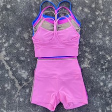 Solid Color Cross Y Sport Bra Gym Bike Yoga Set Short Legging Tracksuit Athleti