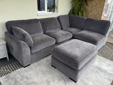 Cesena Corner Sofa with Footstool Dark Grey Fabric