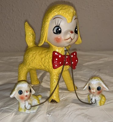 1950s  Enesco Japan Figurines anthropomorphic sheep with lambs chained