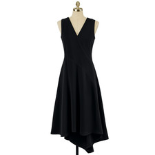 DKNY Women  s Little Black Dress Sleeveless Asymmetrical Hem V-Neck Size 8 Midi