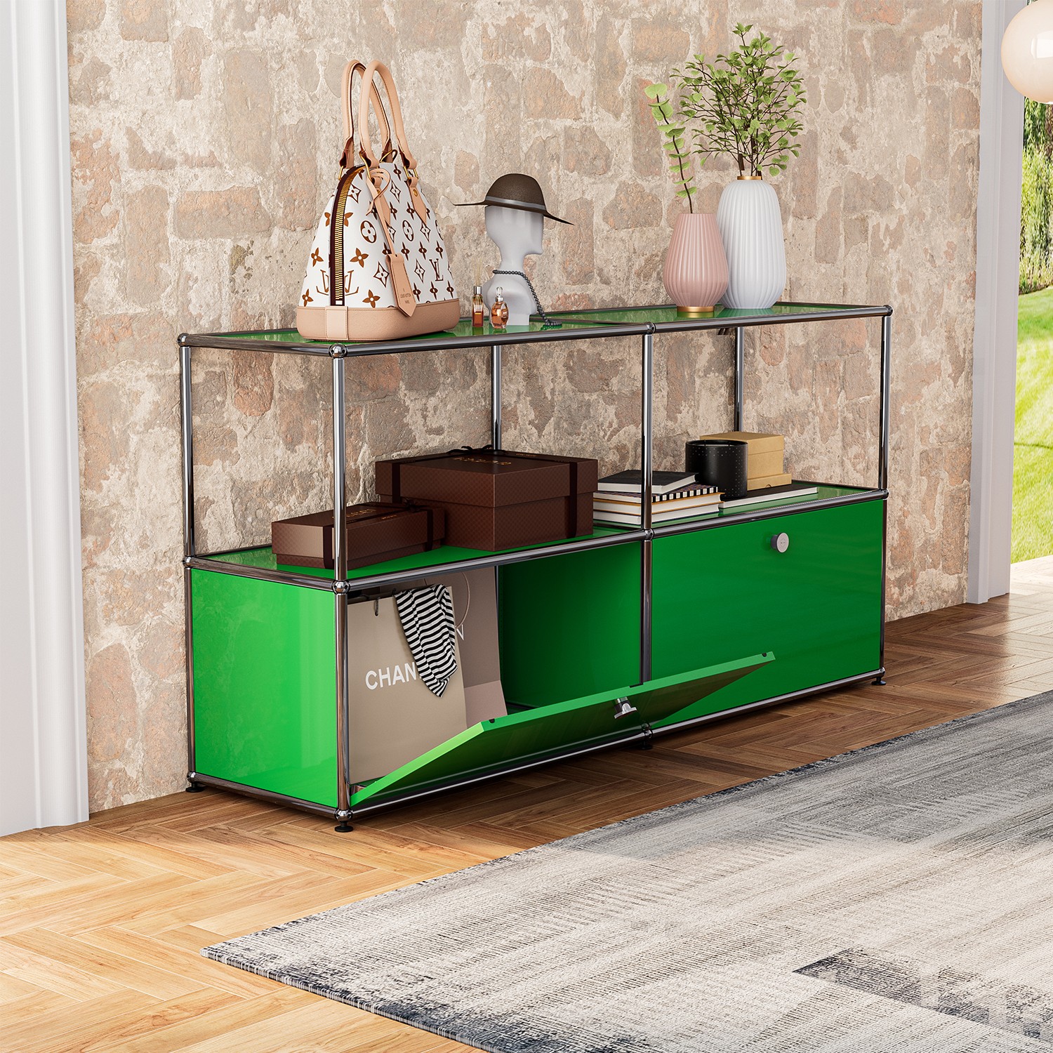 Classic Accent Modern Storage Cabinet Shelf Sideboard Metal For Living Room-image
