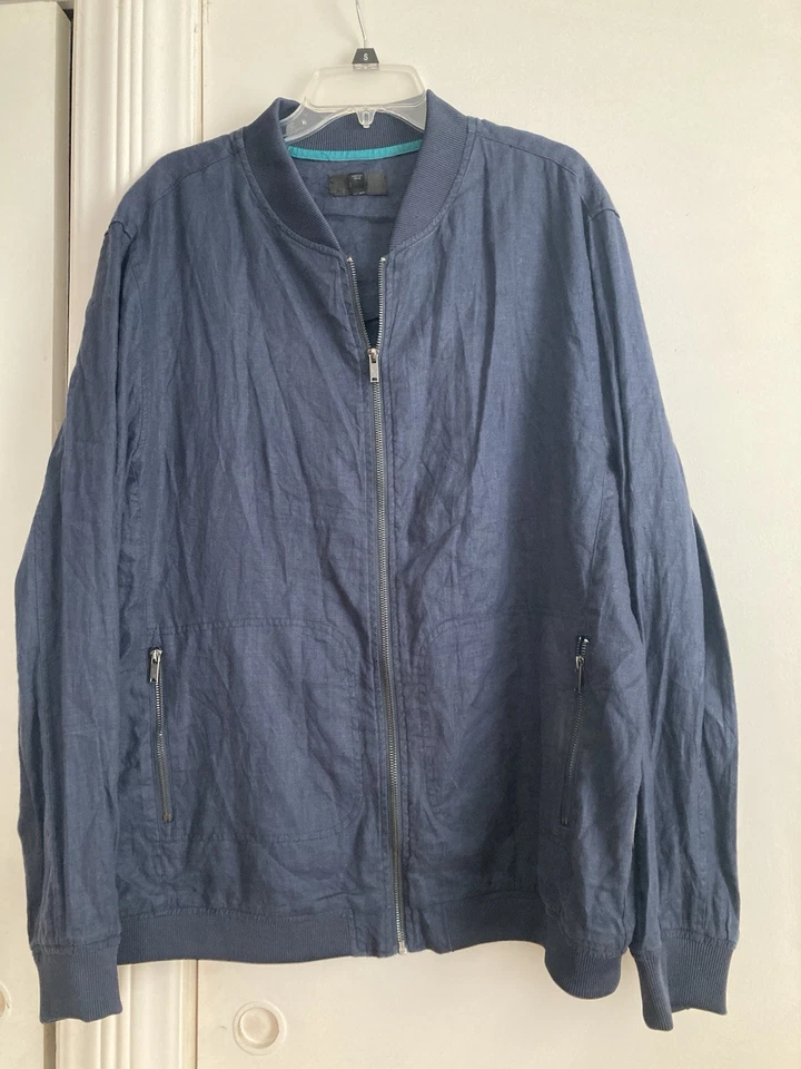 Chaqueta Bomber Mossimo Reciclada Azul Lino XL Cremallera Muñecas Bratz Aplique ÚNICA EN SU CLASE Foto 2 de 4