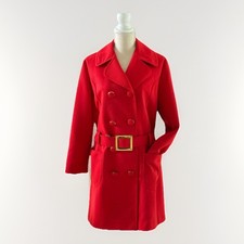 Vintage The Puget Sounder Belted Coat, Red All Weather Womens Coat, L/XL