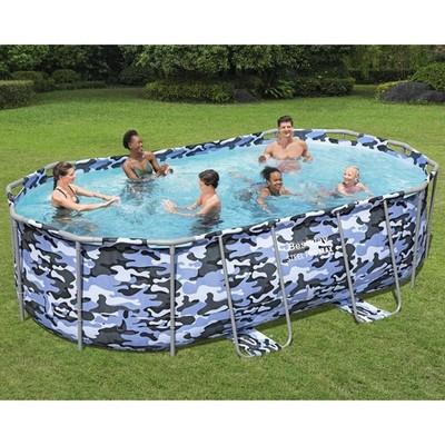 Steel Pro Max Oval Swimming Pool Set 14' X 8'2'' X 39.5 Blue above Ground Filter