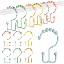 12 Pcs Rainbow Shower Curtain Hooks - Rust Proof Stainless Steel Rings
